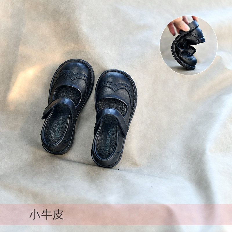 儿童牛皮校园皮鞋黑色公主鞋真皮