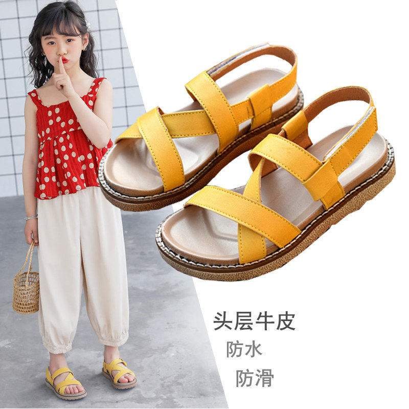 贝然童鞋女童真皮凉鞋2026夏款沙滩鞋休闲防水宝宝透气软底公主鞋