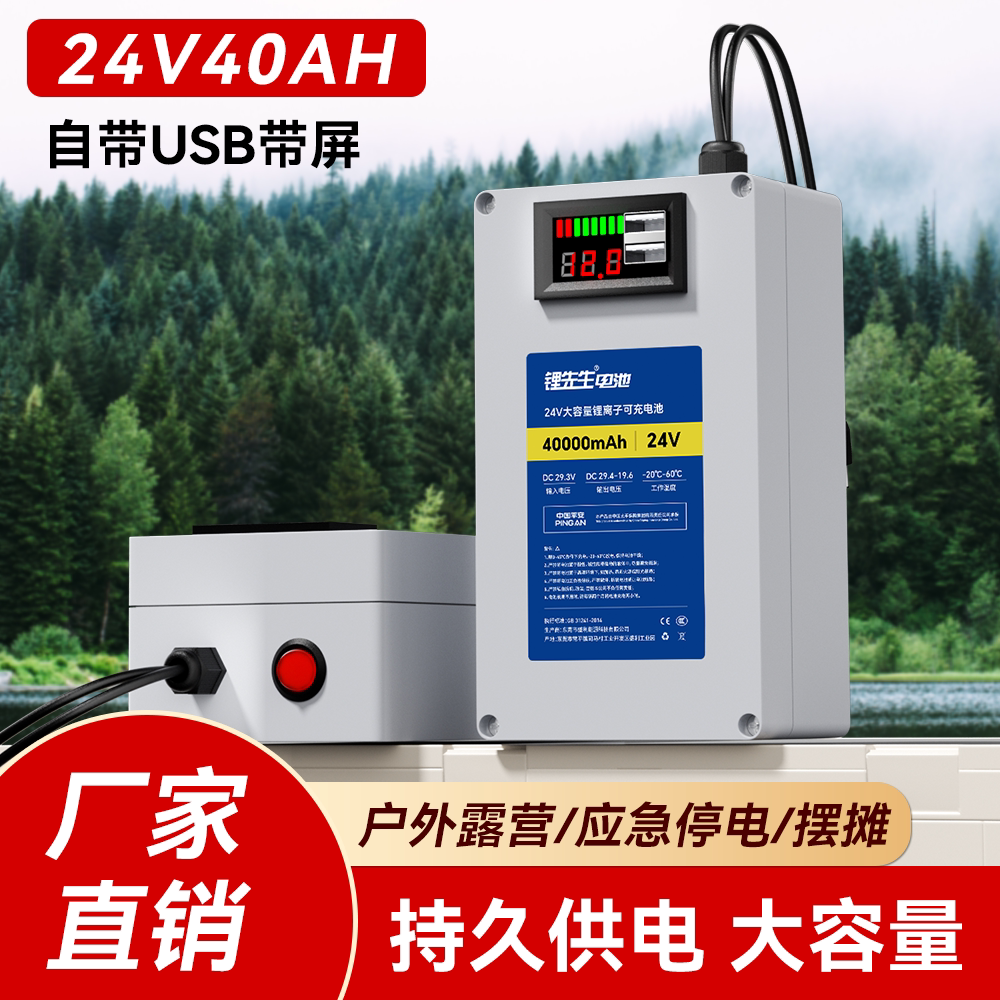 锂先生户外锂电池24v便携灯带音箱打氧水泵扩音器洗车器移动电源