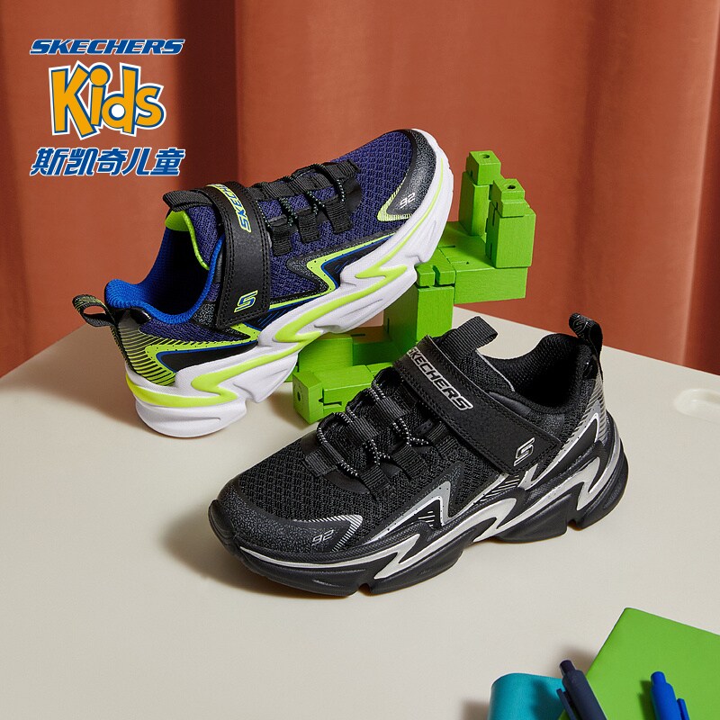 总Skechers斯凯奇童鞋夏款运动鞋黑色男儿童跑步鞋403603L图片