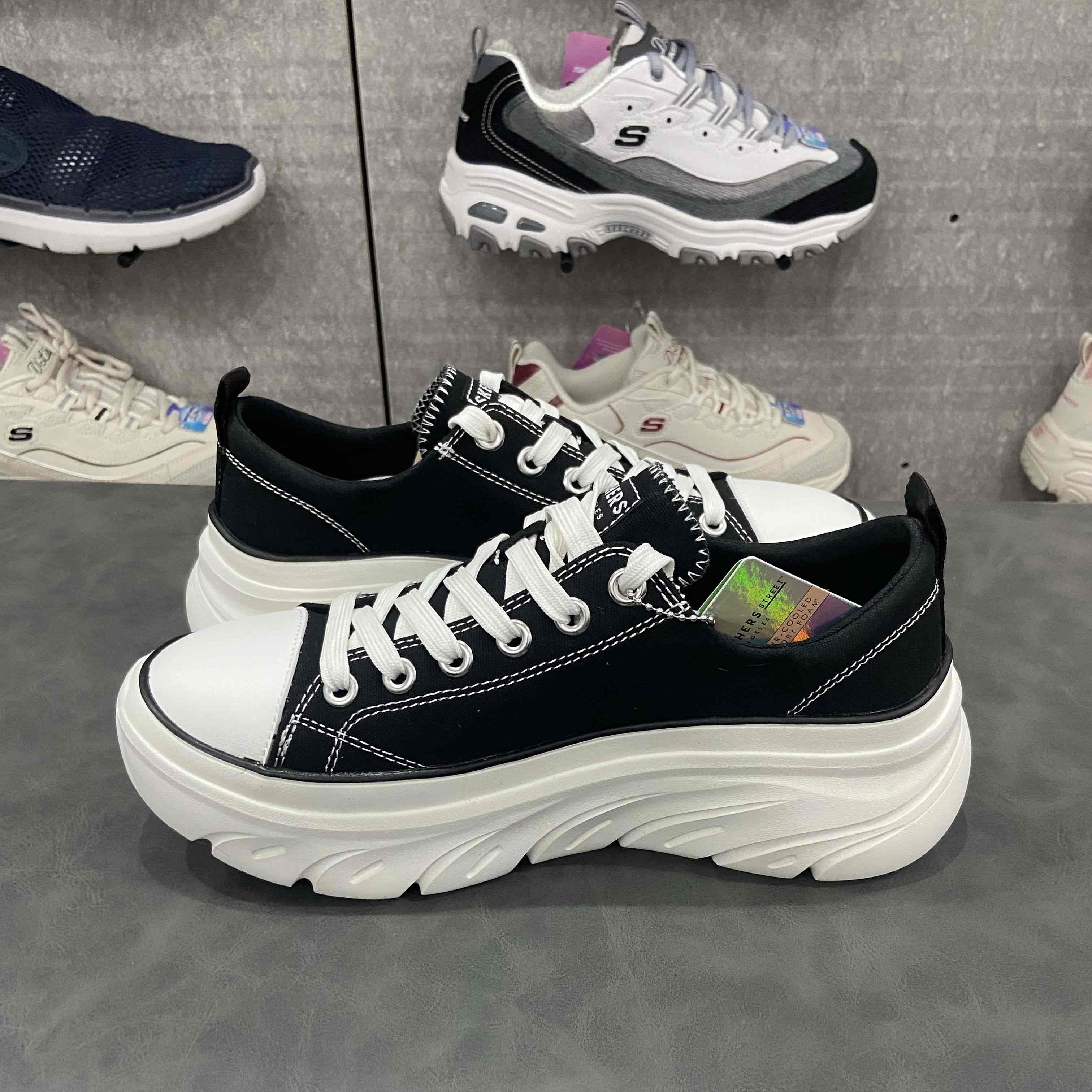 Skechers斯凯奇女鞋新款轻便增高经典帆布鞋厚底增高休闲鞋177435