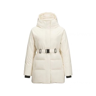 斯凯奇冬季新款女士收腰修身防泼水梭织中款羽绒服外套L424W004