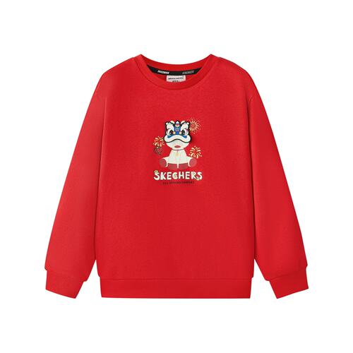 Skechers斯凯奇2026新年款秋冬男童休闲针织圆领套头卫衣L126B027