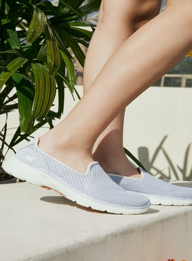 Skechers斯凯奇夏季女款go walk6简洁舒适缓震一脚蹬健步鞋124508