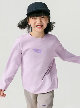 Skechers斯凯奇男女童春季休闲舒适长袖针织T恤衫卫衣P126K006