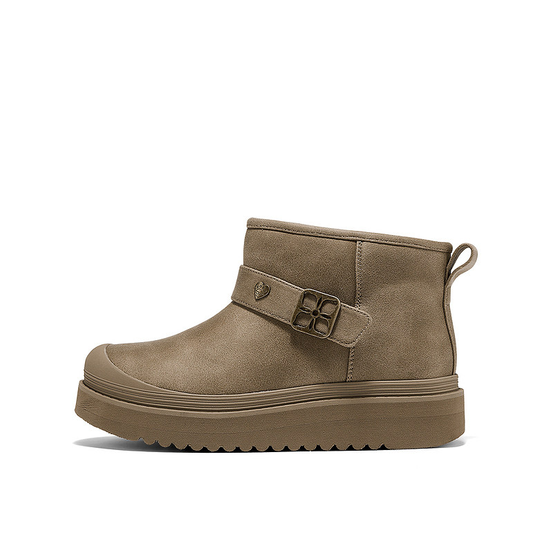 Skechers斯凯奇女子秋冬保暖加绒一脚蹬短筒靴子棉鞋雪地靴114624
