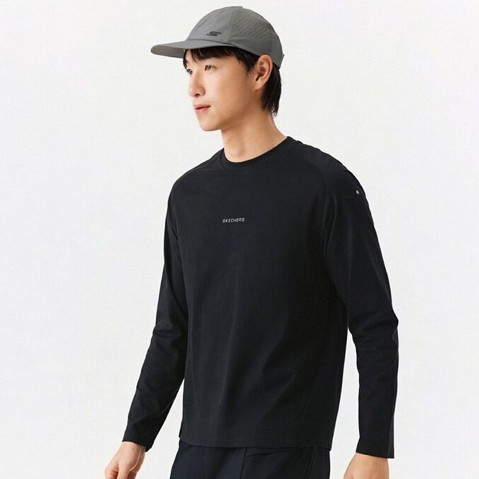 Skechers斯凯奇男士吸湿速干亲肤软糯打底衫长袖T恤衫P326M053
