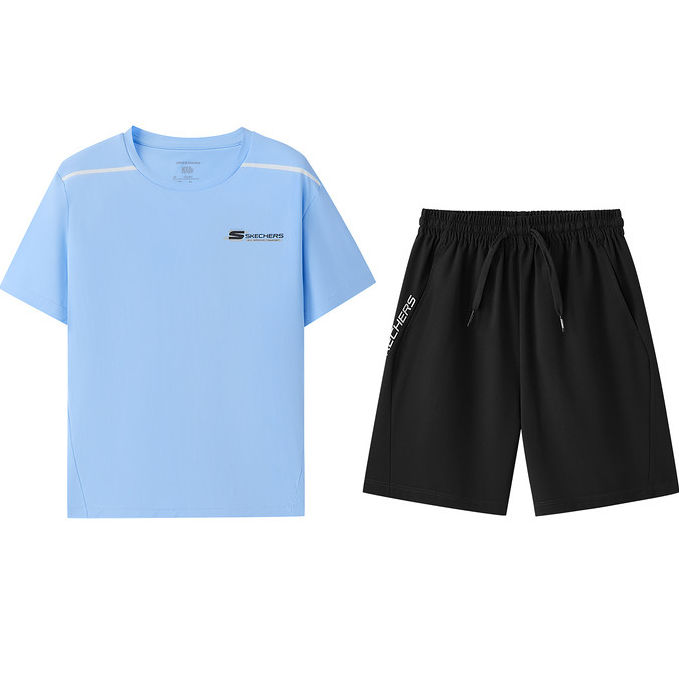Skechers斯凯奇夏季男童凉感吸湿速干短袖短裤运动套装P226B017