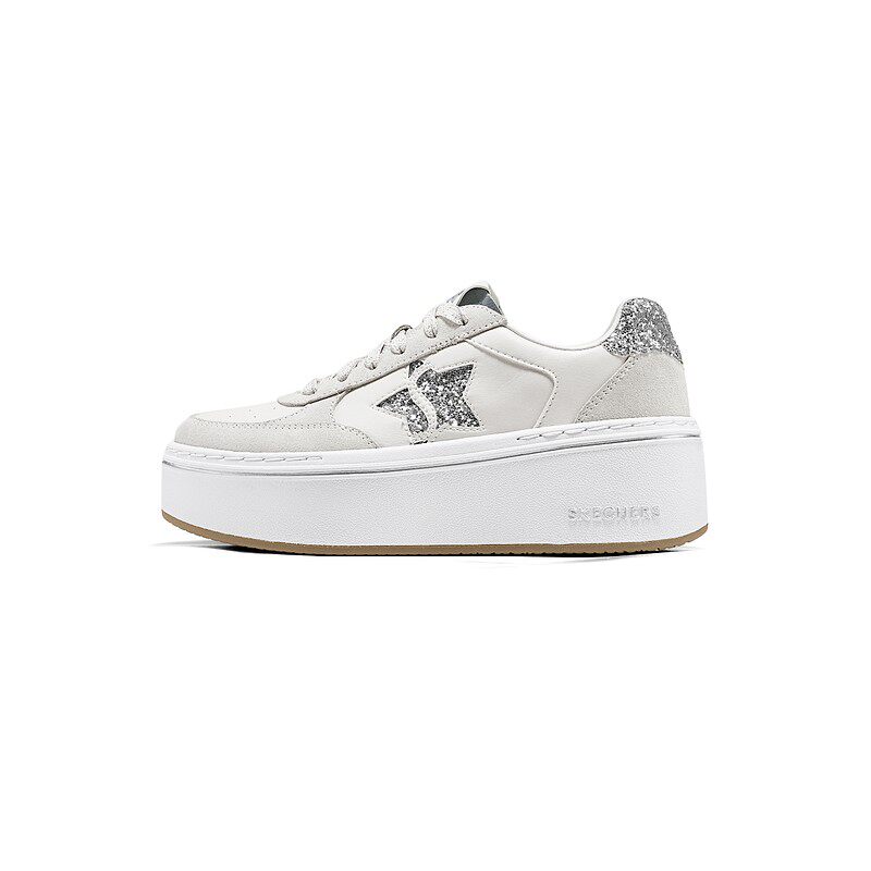 Skechers斯凯奇夏季女鞋皮面厚底防滑抓地板鞋休闲运动鞋185293