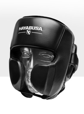 HAYABUSA 隼拳击护头套真皮散打系绳专业训练封闭式护搏击头盔