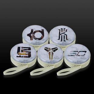 篮球球星logo零钱包马口铁圆形小铁盒收纳包耳机收纳盒礼物首饰盒