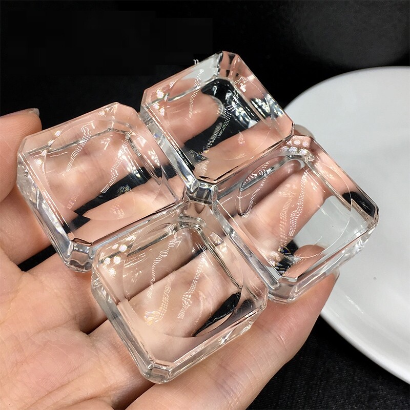 正方形切面水晶球透明玻璃底座 透明25mm配天然水晶展示架