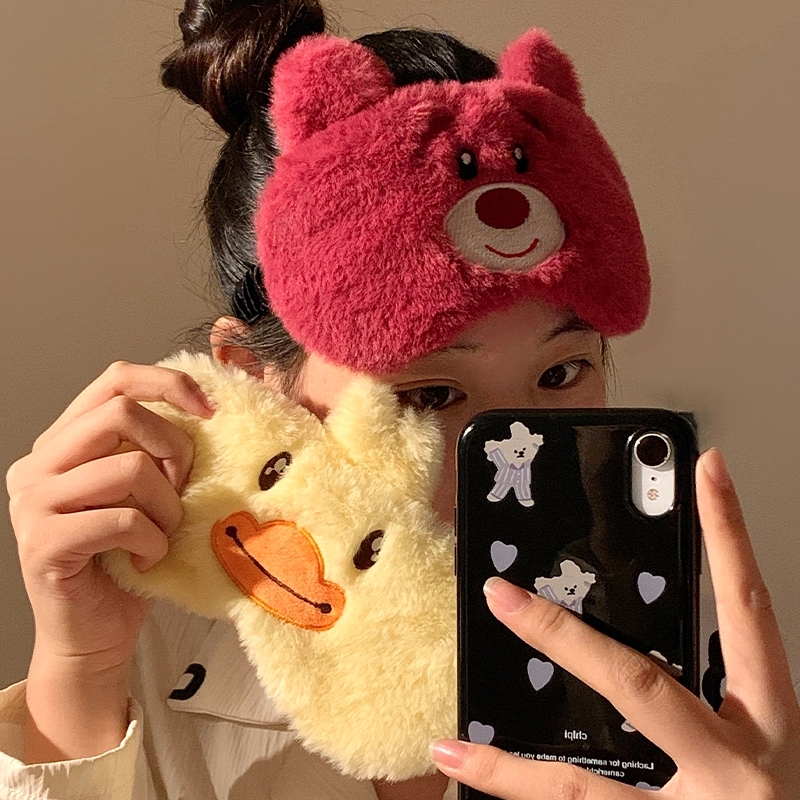 可爱毛绒遮光眼罩儿童睡眠专用学生卡通午休睡觉缓解眼疲劳秋冬