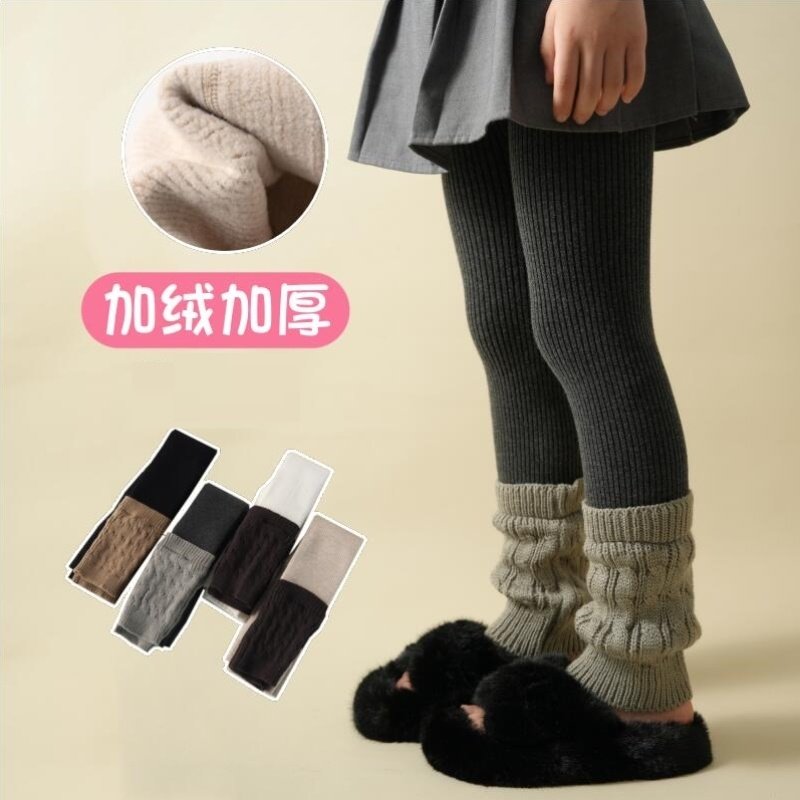 秋冬新款儿童打底裤冬加厚堆堆袜韩版加绒时尚百搭保暖女孩外穿