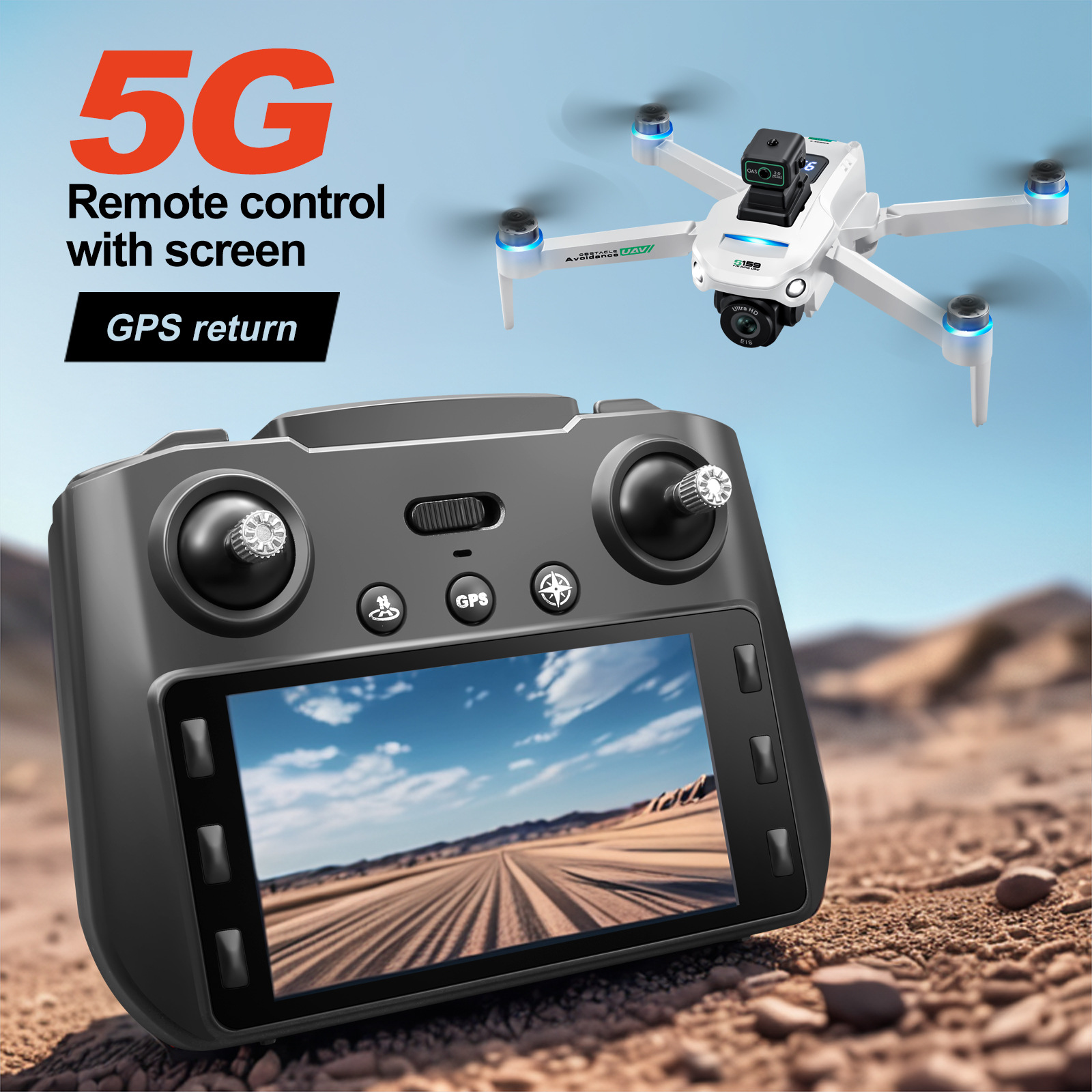S159 Drone Remote Control With Display Screen GPS Return
