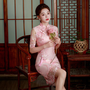 2026新款女中国风改良版旗袍A版显瘦刺绣中式旗袍成人古筝演出服