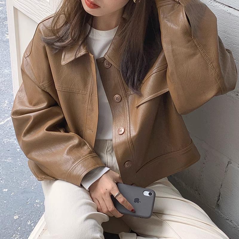 韩国chic机车皮衣短外套女