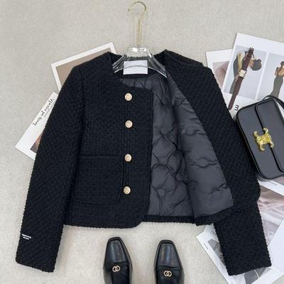 秋冬新款充绒内胆加棉法式双排香风气质短款外套2024名媛上衣