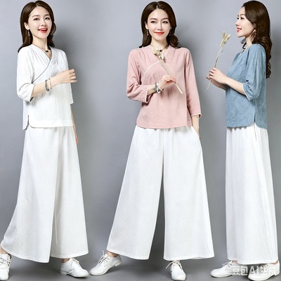2026中医馆茶楼采耳技师女工作服养生馆理疗师中式服装中国风唐装