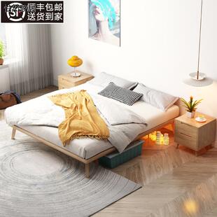 床架子无床头床2023新款全实木榻榻米床北欧日式小户型排骨架