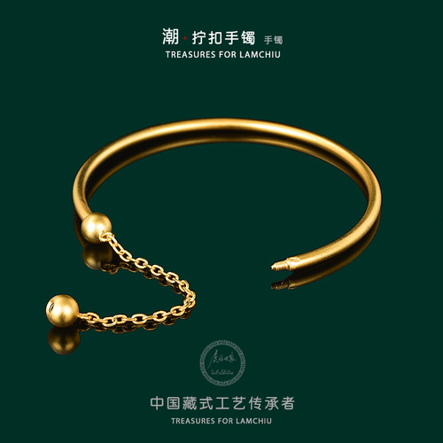古法纱金黄金色手镯手环