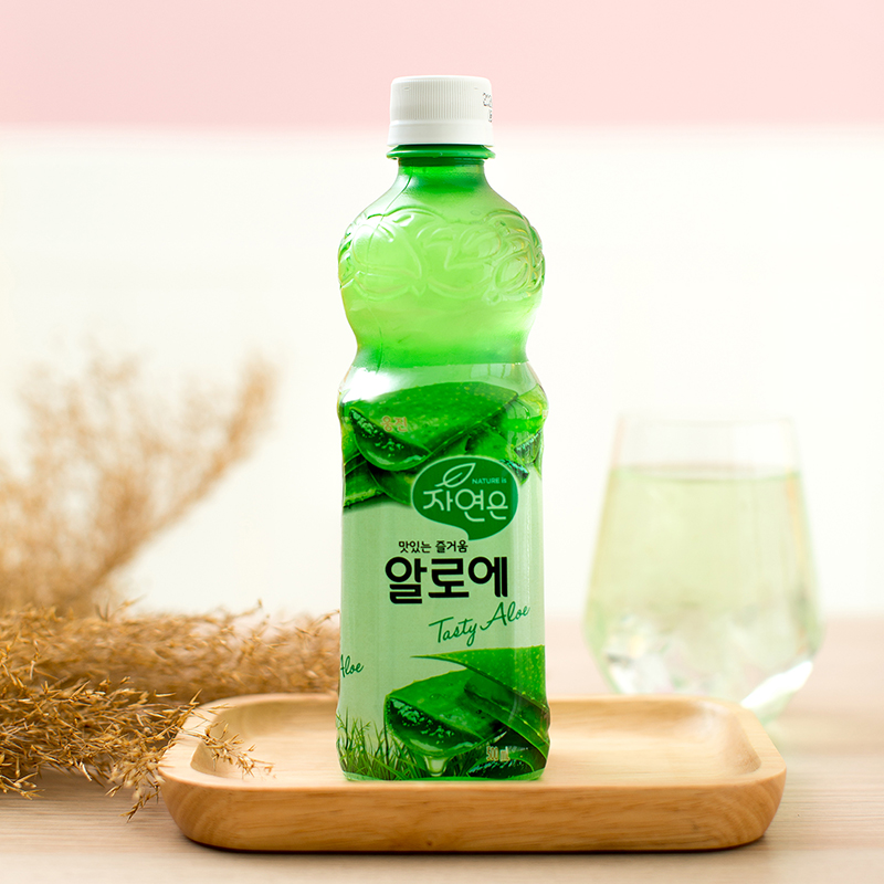 【韩国原装进口】熊津芦荟饮料芦荟汁饮料芦荟果粒500ml*3瓶 包邮