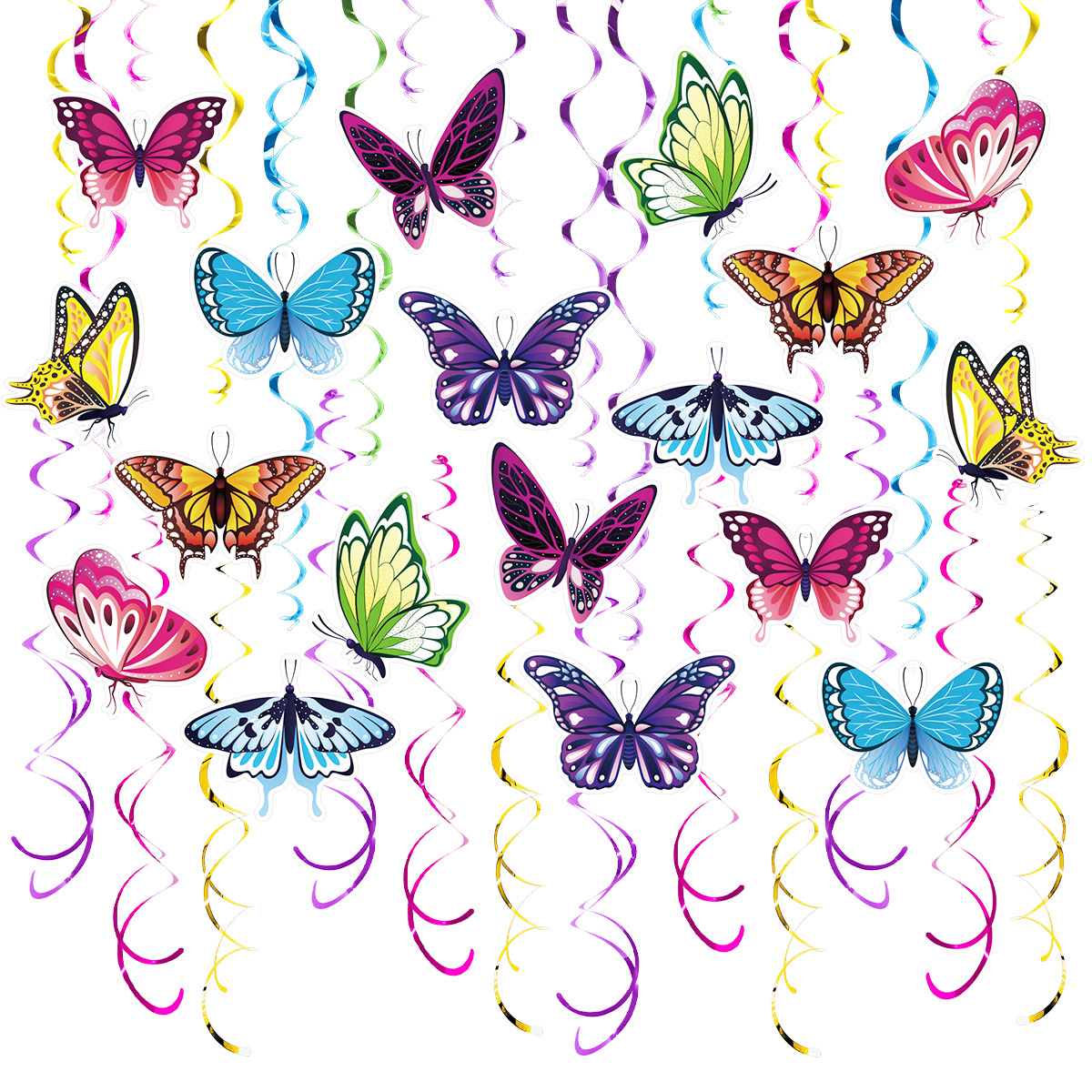 婚礼派对布置蝴蝶螺旋挂饰