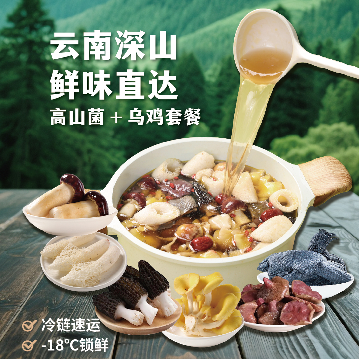 云南菌子鸡套餐火锅滋补鸡汤菌锅