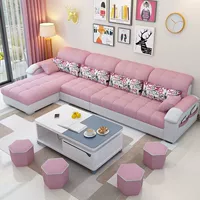 Sofa vải đơn giản phòng khách sofa ba người có thể tháo rời và có thể giặt căn hộ nhỏ đầy đủ góc kết hợp đồ nội thất - Giải trí / Bar / KTV ghế bar chân sắt mặt gỗ