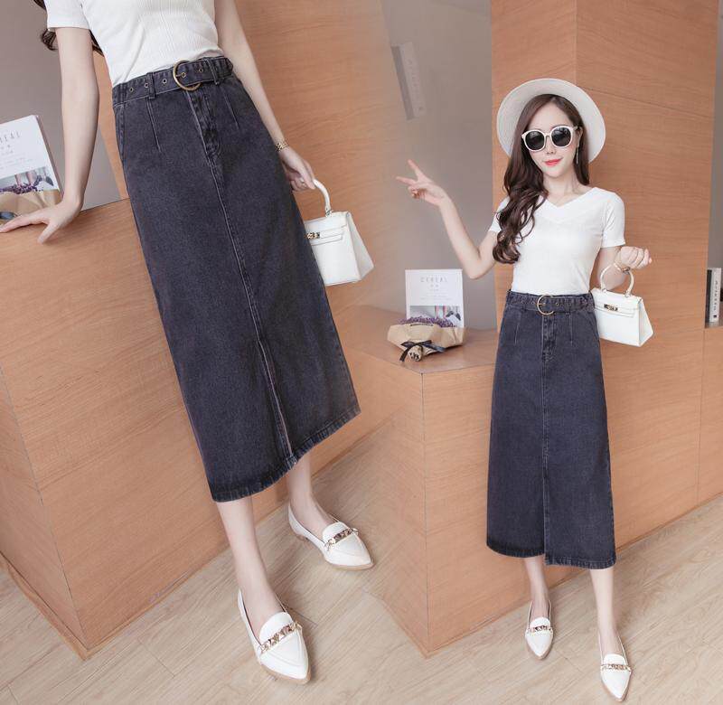 。2020新款韩版系带修身百搭高腰牛仔半身长裙女开叉包臀A字中长在类目 女装/女士精品, 半身裙中 - 来自Buy2taobao.com提供专业的淘宝代购服务