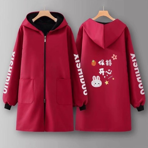 红色围裙棉衣防脏厨房26新款罩衣女秋冬季男款厚防水防油红色加绒