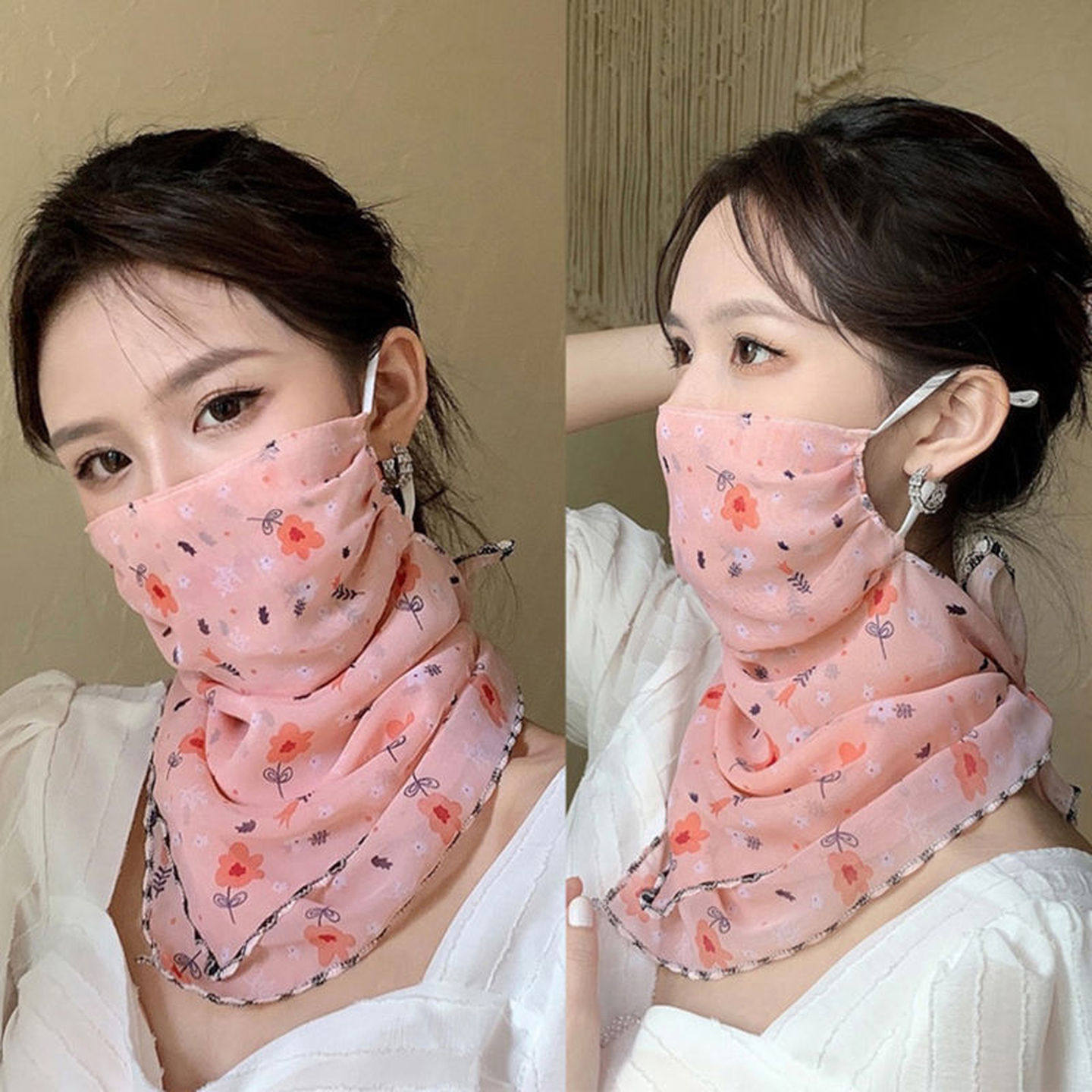 夏季户外防晒面罩女士骑行透气挂耳面纱薄款全脸口罩护颈遮阳脸罩