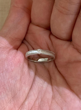 S925纯银拉丝冰块方糖戒指女