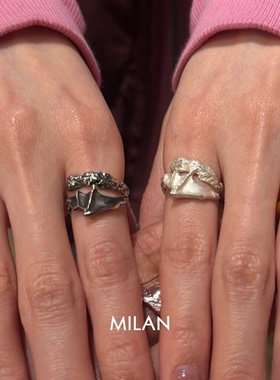 双层一体做旧黑色戒指女