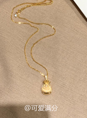 S925纯银金色拉丝福袋项链女