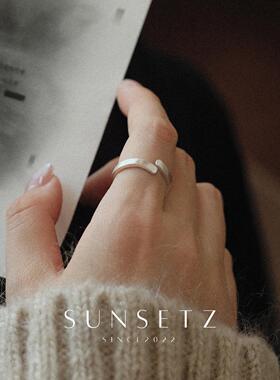 韩系极简银色拉丝戒指女