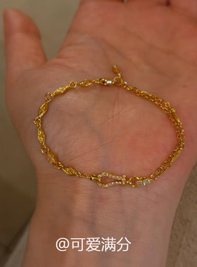 S925纯银菱形马蹄扣手链女