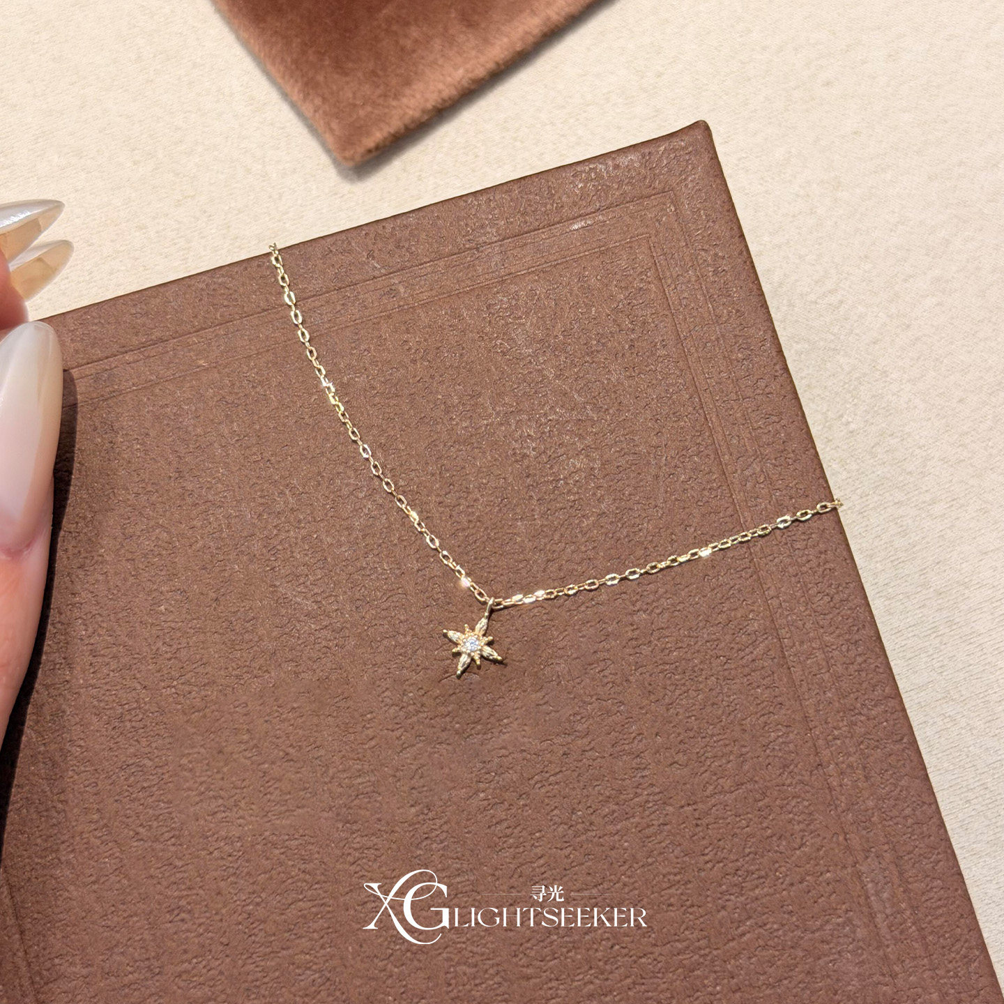 S925纯银玫瑰金八芒星吊坠项链女图片