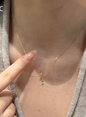 韩系金色极细水滴吊坠项链女