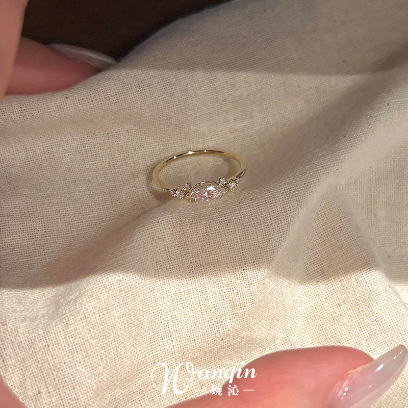 指尖星河~S925纯银马眼闪钻戒指女轻奢高级感小众设计百搭食指戒