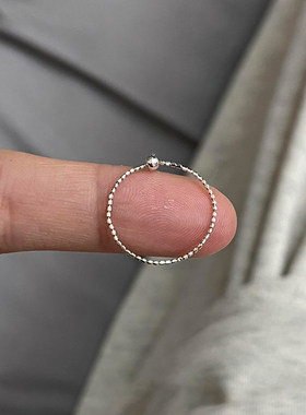 S925纯银色小圆珠极细戒指