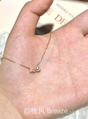 S925纯银闪钻仿珍珠项链女