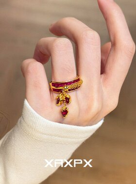 S925纯银金色满钻拉链戒指女