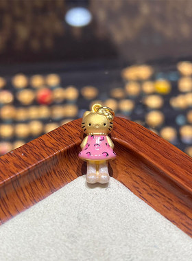 粉色顽皮豹配色KT猫吊坠项链女款