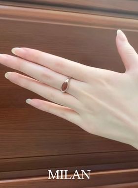 S925纯银红色玛瑙戒指女