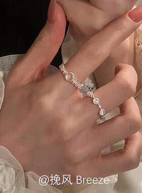 S925纯银法式泡泡珠戒指女