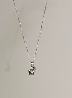 S925纯银闪钻星月吊坠项链女