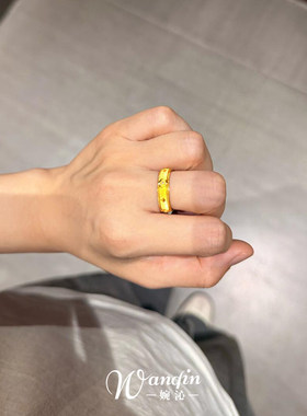 金色鸢尾花四芒星戒指女