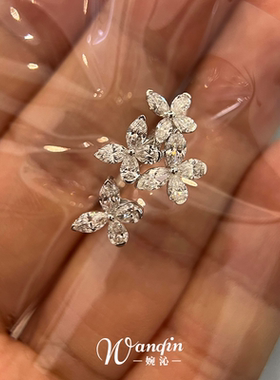 爆闪满钻蝴蝶戒指女小众设计