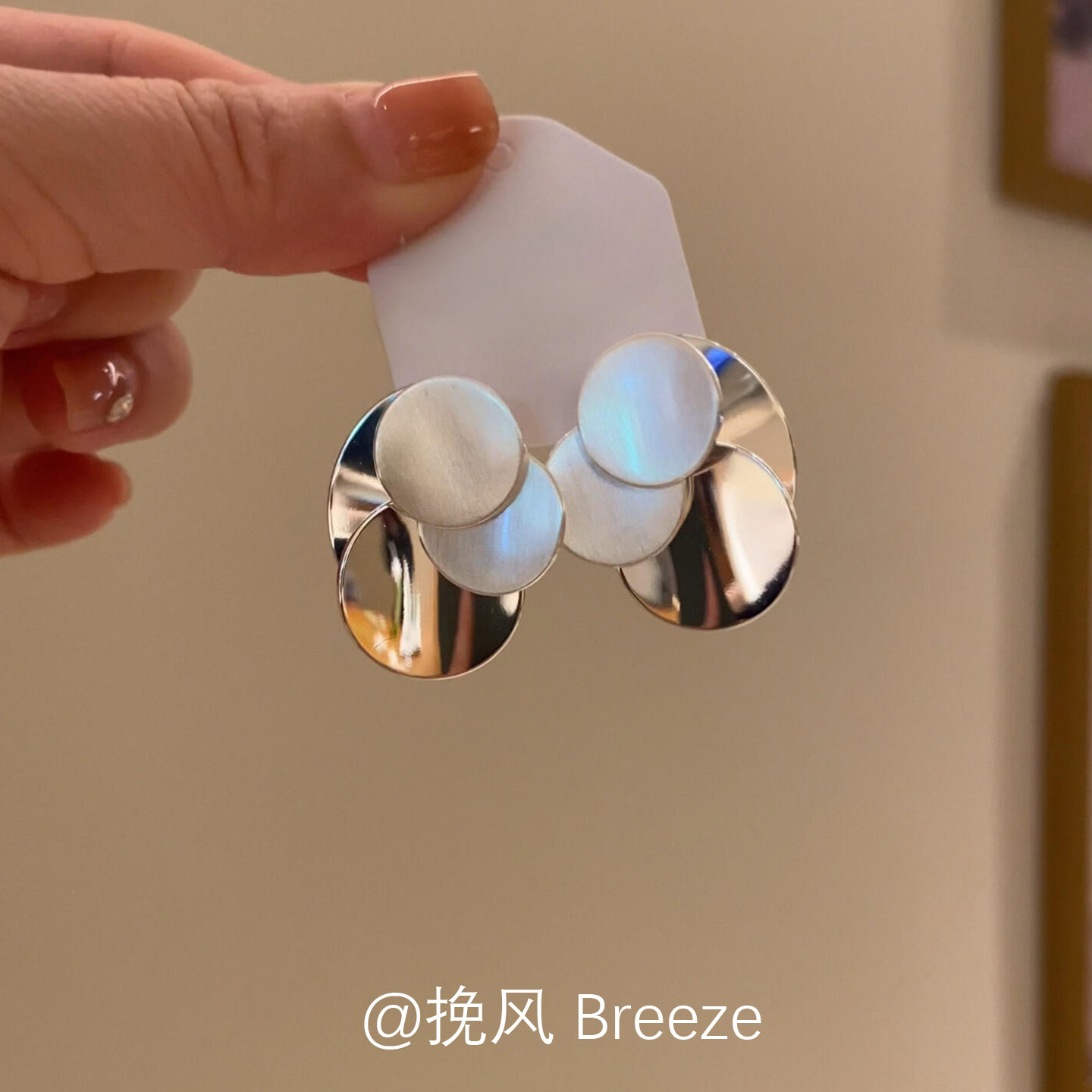 S925纯银复古圆片拼接耳钉女2026新款轻奢高级感耳环独特漂亮耳饰